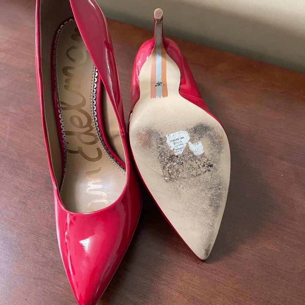 Sam Edelman Preowned hazel Red patent Stiletto Heels Classic Pointed Toe size 8M